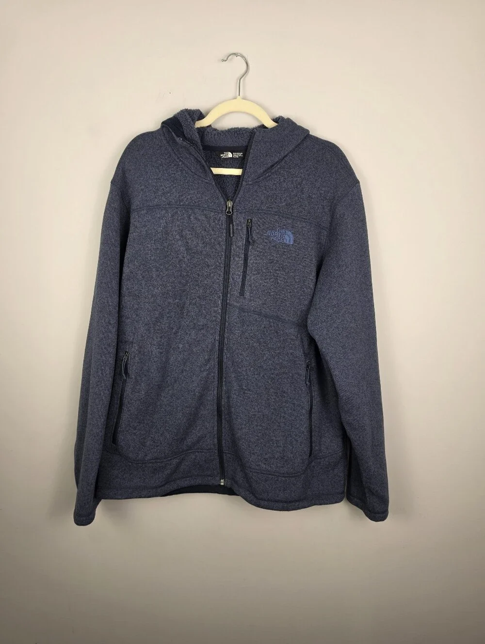 The North Face Gordon Lyons Full Zip Hoodie Fleece Jacket Blue Heather Men's XL